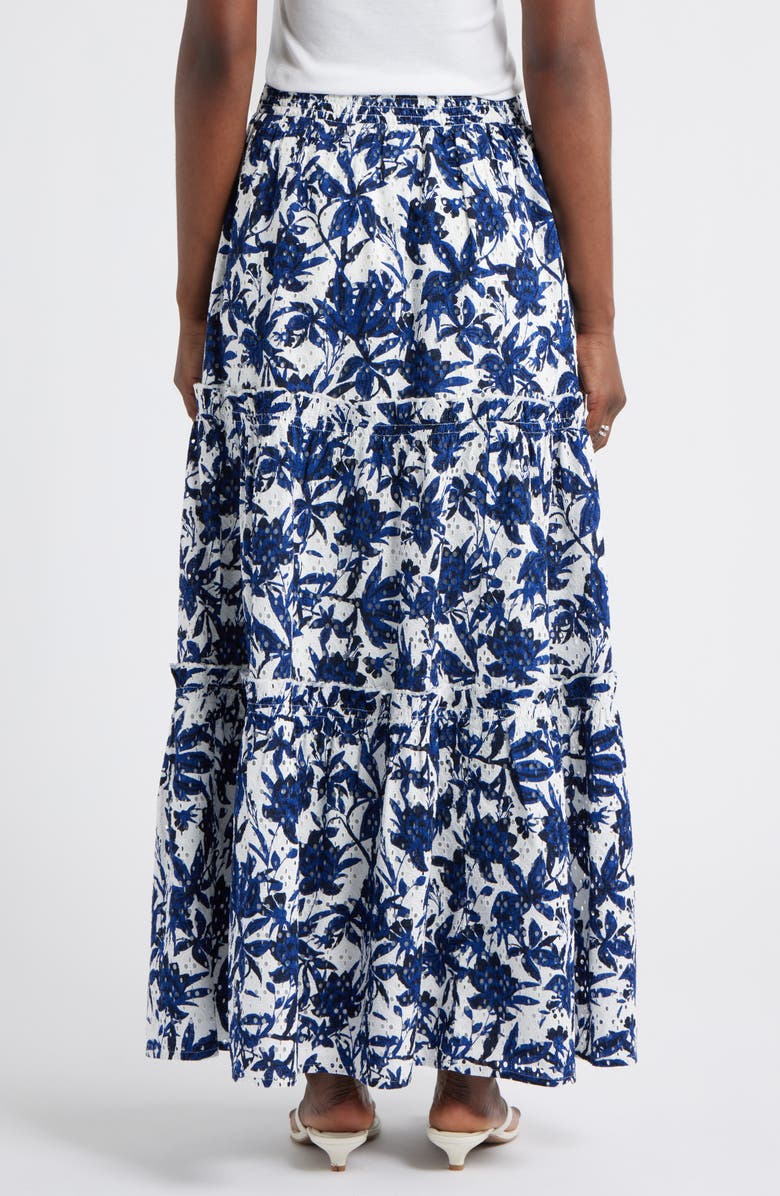 Caslon<sup>®</sup> Printed Eyelet Tiered Skirt, Alternate, color, Ivory- Blue Navy Bea Floral