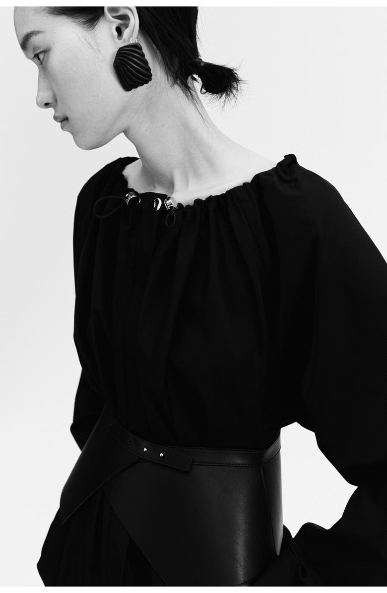 H&M Drawstring-detail Windbreaker, Alternate, color, Black