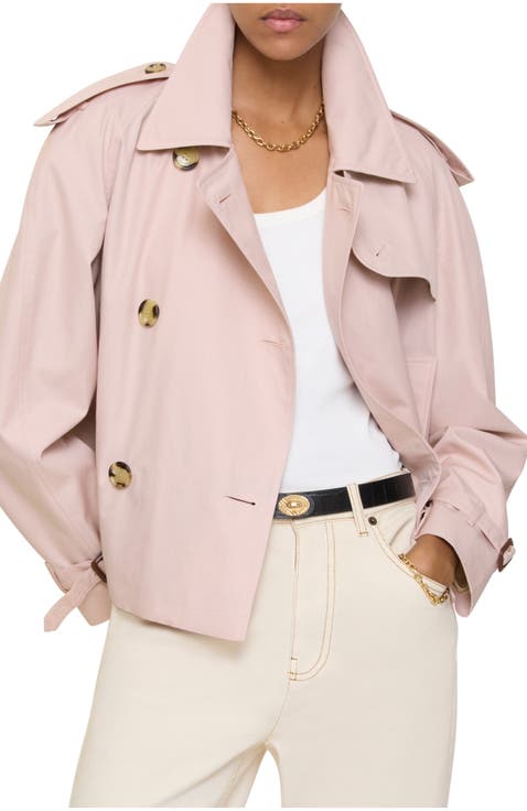 Cropped Tropical Gabardine Trench Jacket