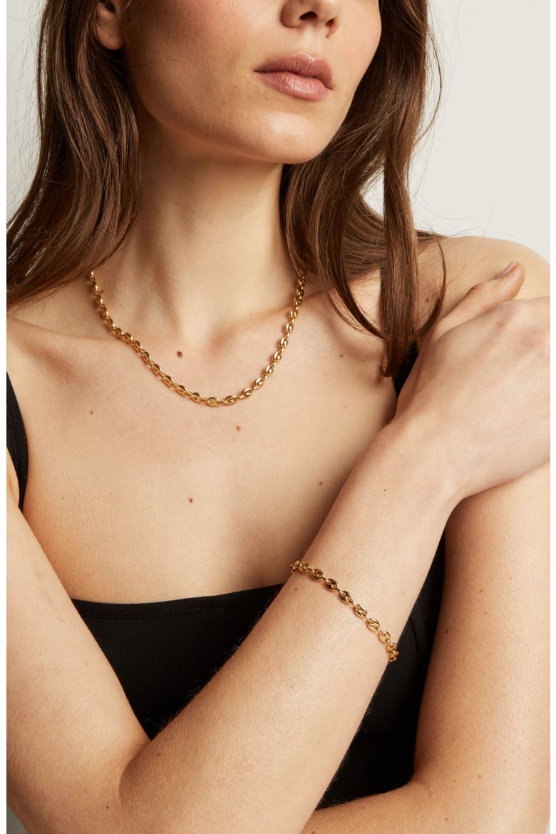 Puffed Mariner Chain Bracelet, Alternate, color, Gold Plated Stainless Steel