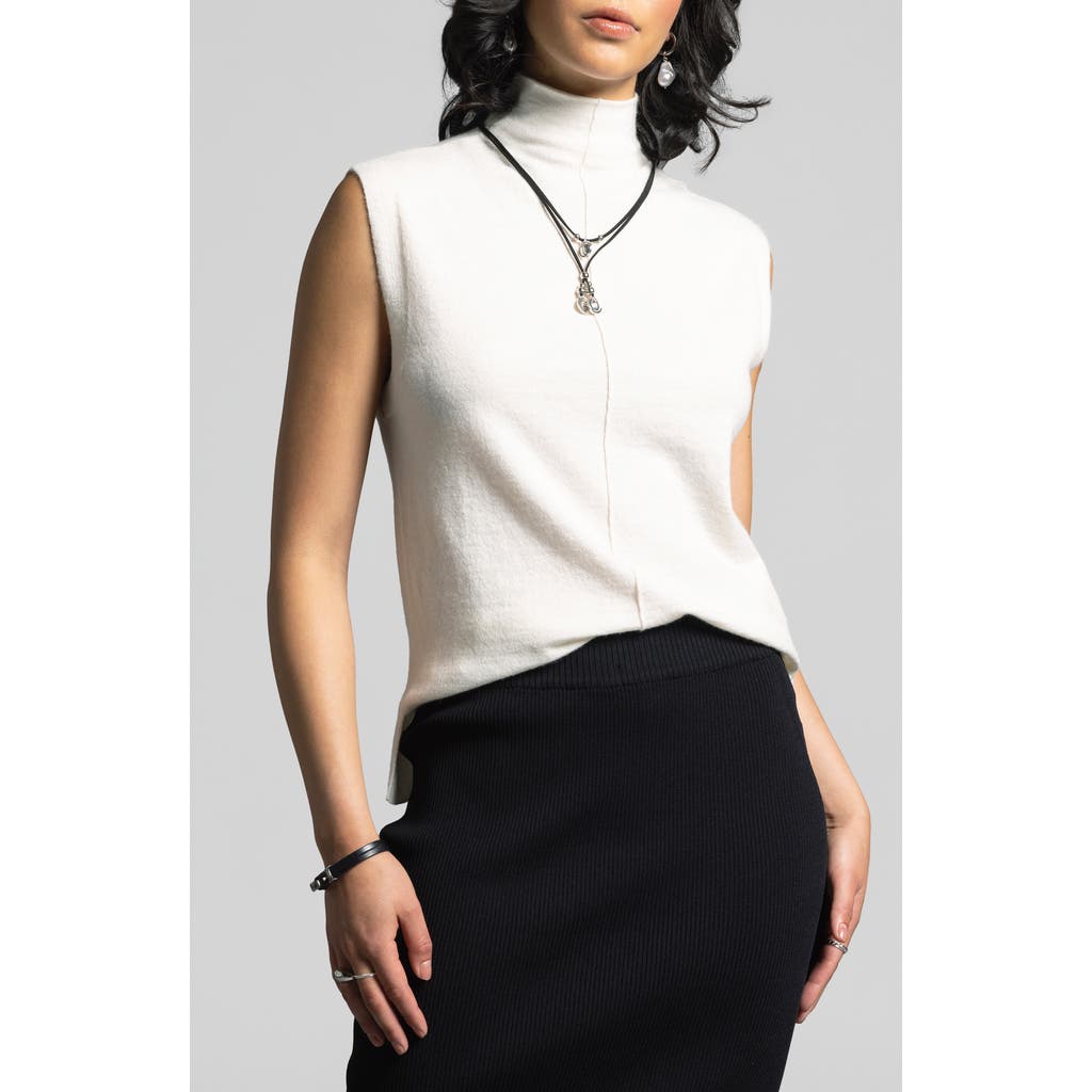 Weekend Los Angeles Jessamine Funnel Neck Sleeveless Sweater In Creme