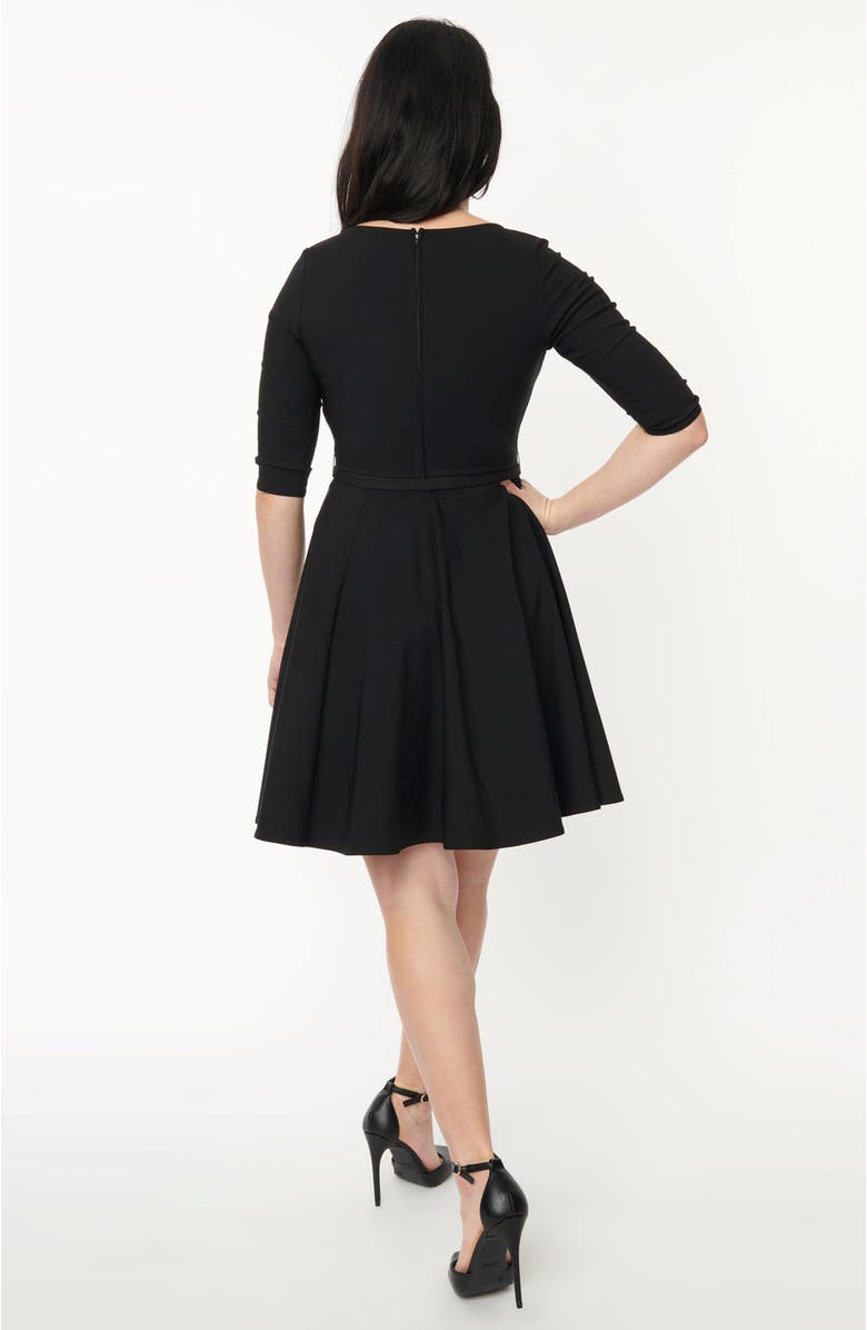 Unique Vintage Boat Neck Belted Stephanie Fit & Flare Dress, Alternate, color, 