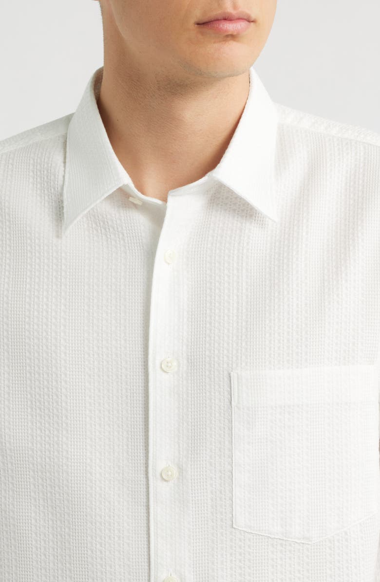 Theory Weekend Short Sleeve Thermal Button-Up Shirt, Alternate, color, White - 100