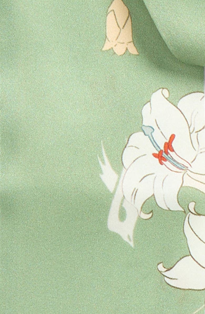 Lost Pattern Lily Skinny Silk Scarf, Alternate, color, Green