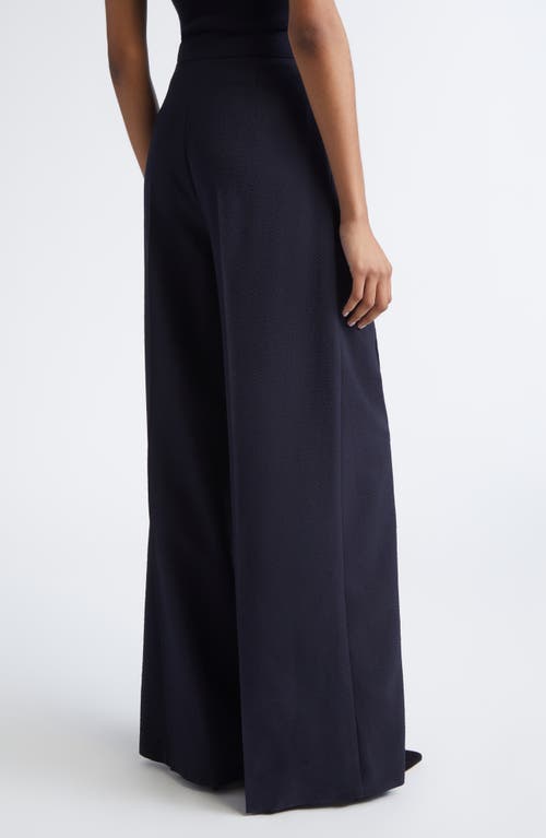 Max Mara Secolo Pleated Wool Blend Seersucker Pants In Blue