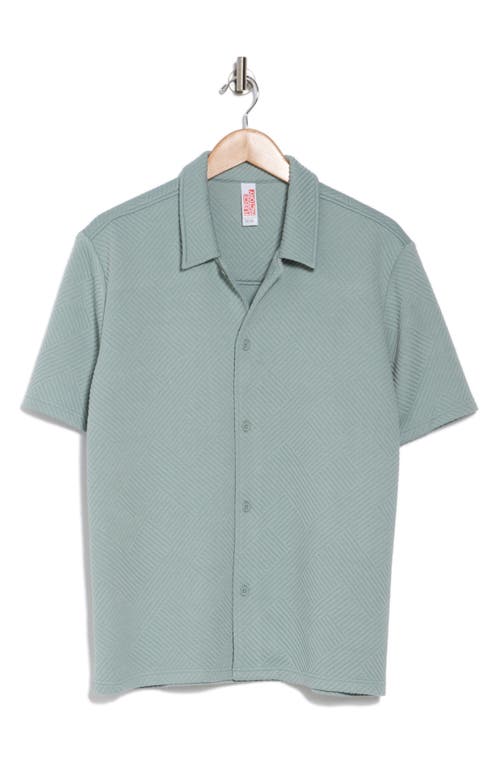 Fleece Factory Geometric Jacquard Short Sleeve Button-down Shirt