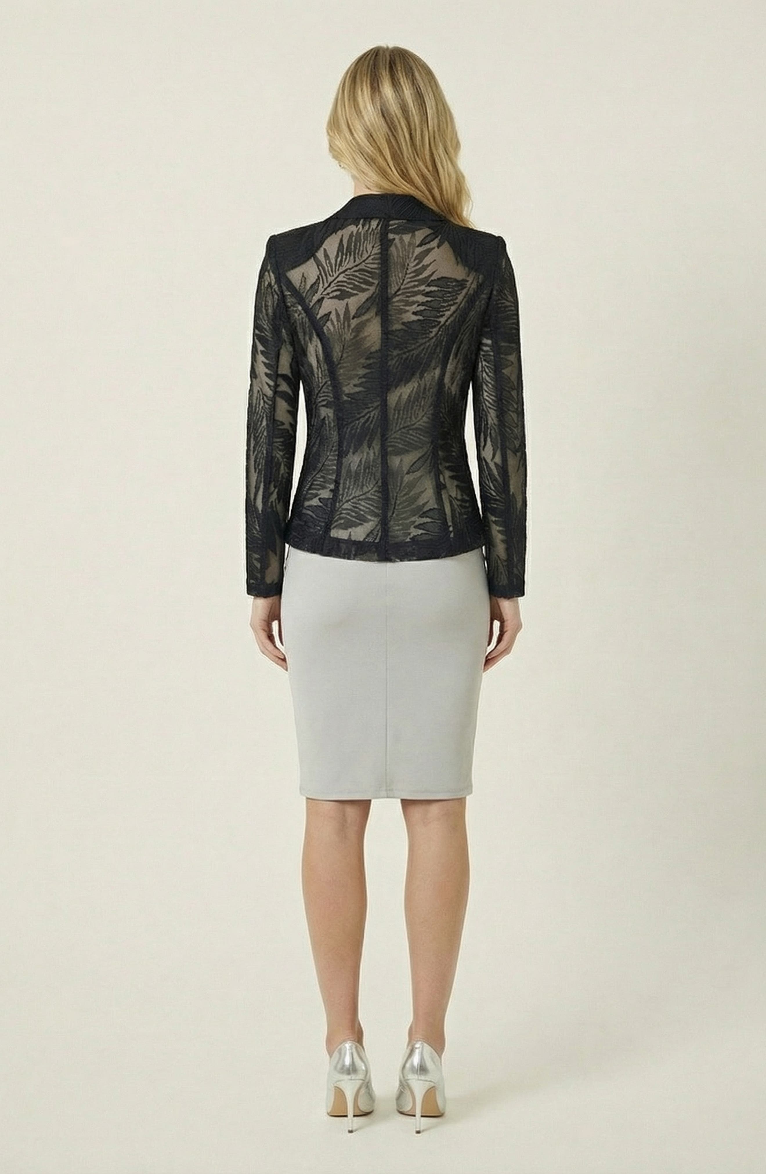 Sheer Lace Sleeved Tailored Blazer - image 2