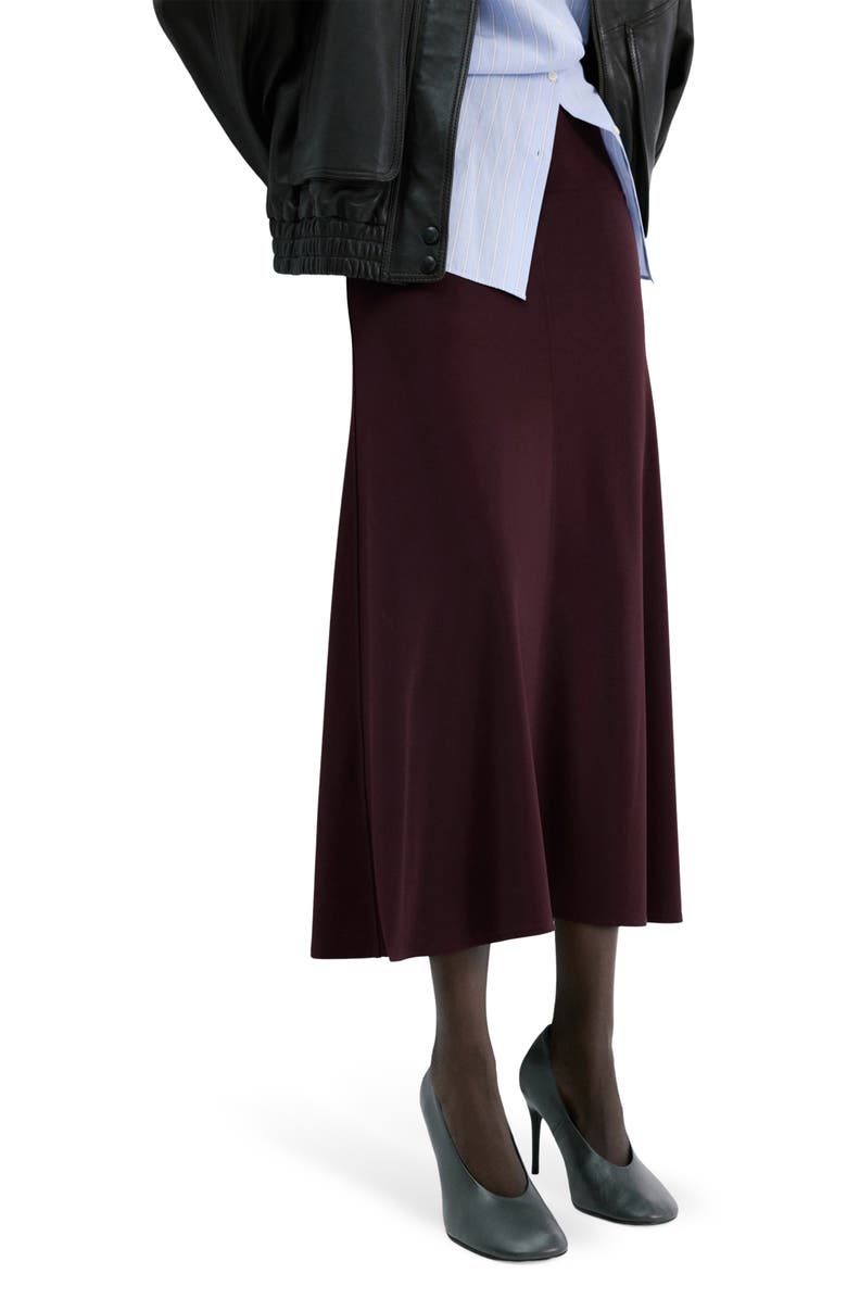 MANGO Fine Knit Midi Skirt, Alternate, color, Wine