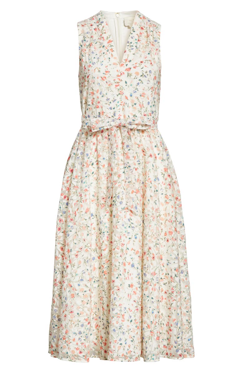 Kate Spade New York mini bloom burnout midi dress, Alternate, color, 