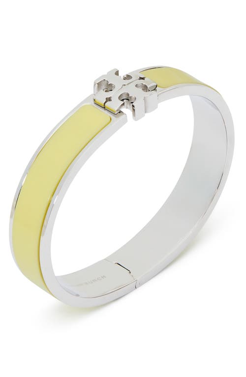 Tory Burch Kira Enamel Hinge Bracelet In Tory Silver/lemon Zest
