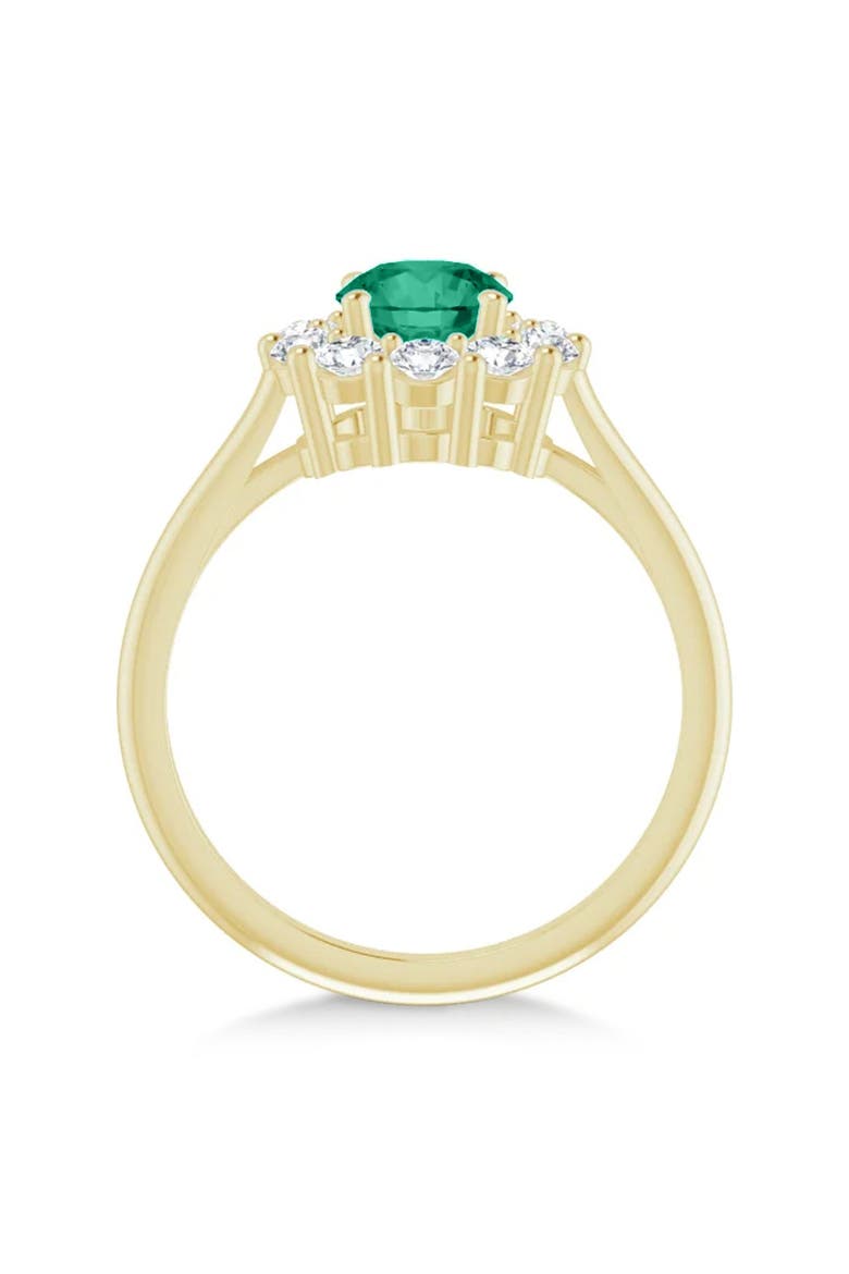 Round Lab Emerald & Diamond Halo Ring 14K 1.28ct, Alternate, color, Emerald/Yellow Gold