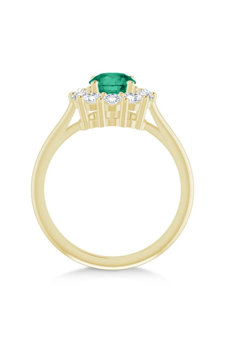 ALLUREZ Round Lab Emerald & Diamond Halo Ring 14K 1.28ct, Alternate, color, Emerald/Yellow Gold