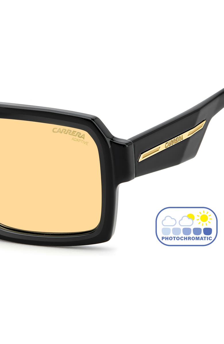 Carrera Eyewear Victory C 55mm Rectangular Sunglasses, Alternate, color, Black/ Yellow Photochromatic