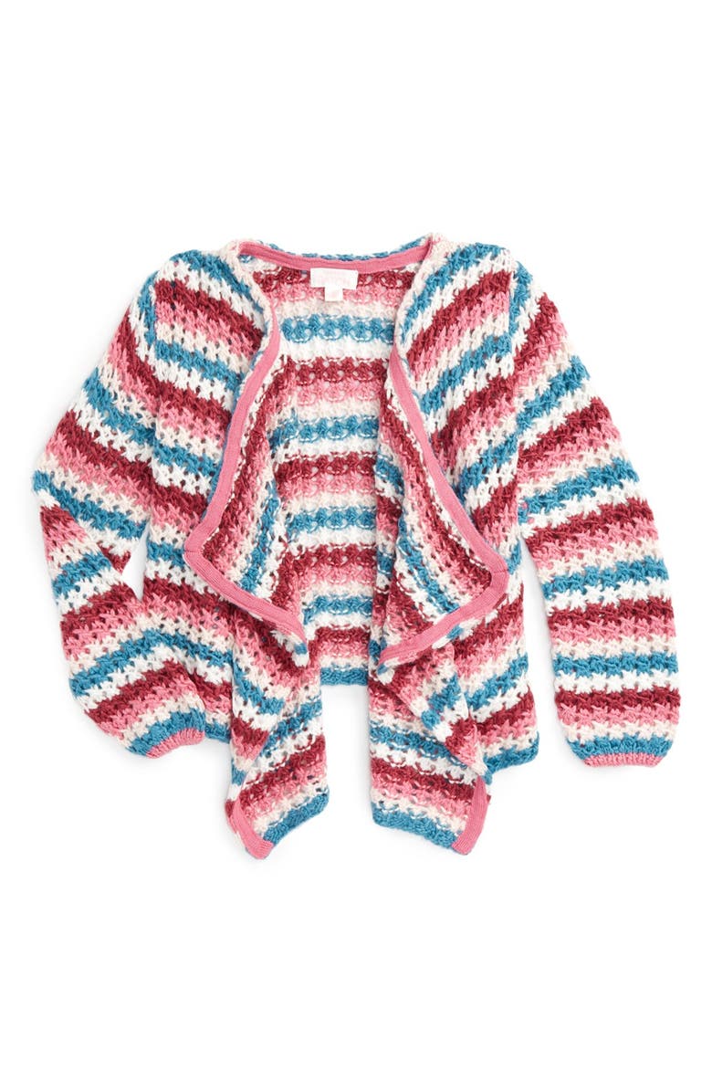 Pumpkin Patch Stripe Knit Cardigan, Main, color, Chateau Rose