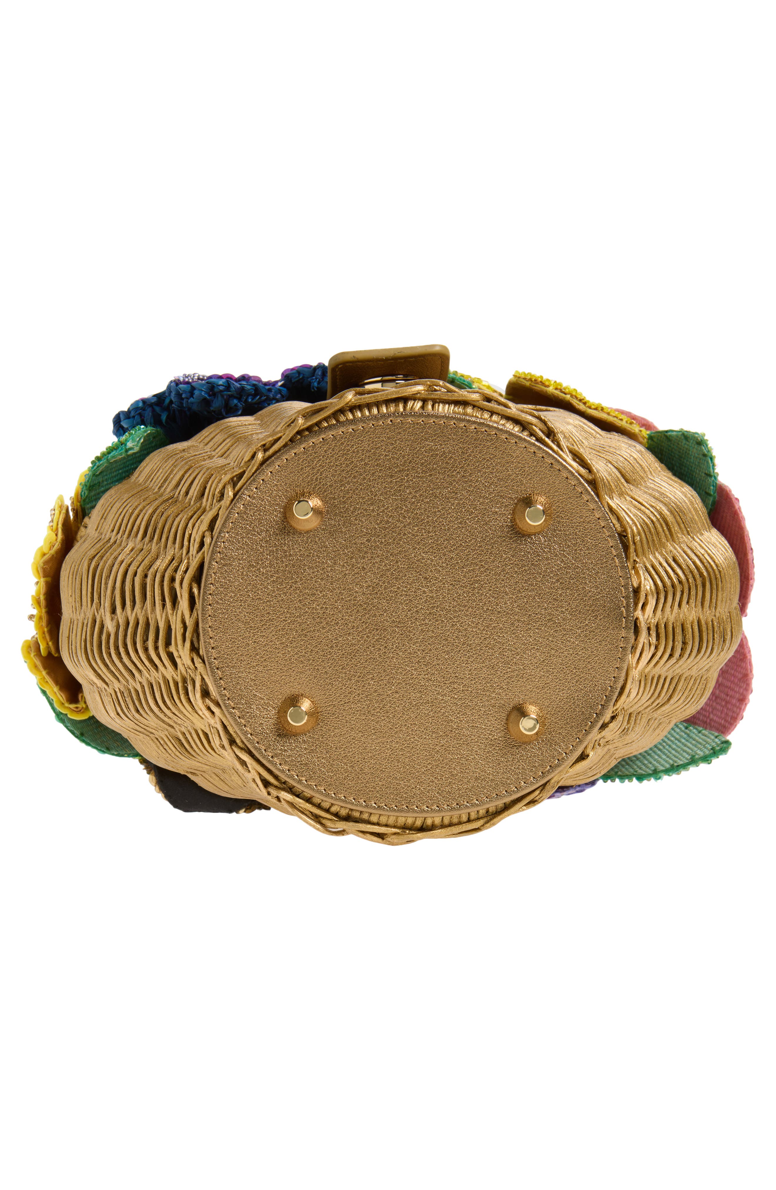 JUDITH LEIBER COUTURE Dorothy Basket Flower Bouquet Woven Rattan Top Handle Bag, Alternate, color, Champagne Champagne