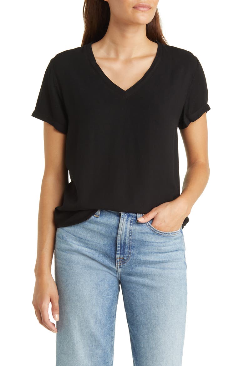 V-Neck Top, Main, color, VINTAGE BLACK