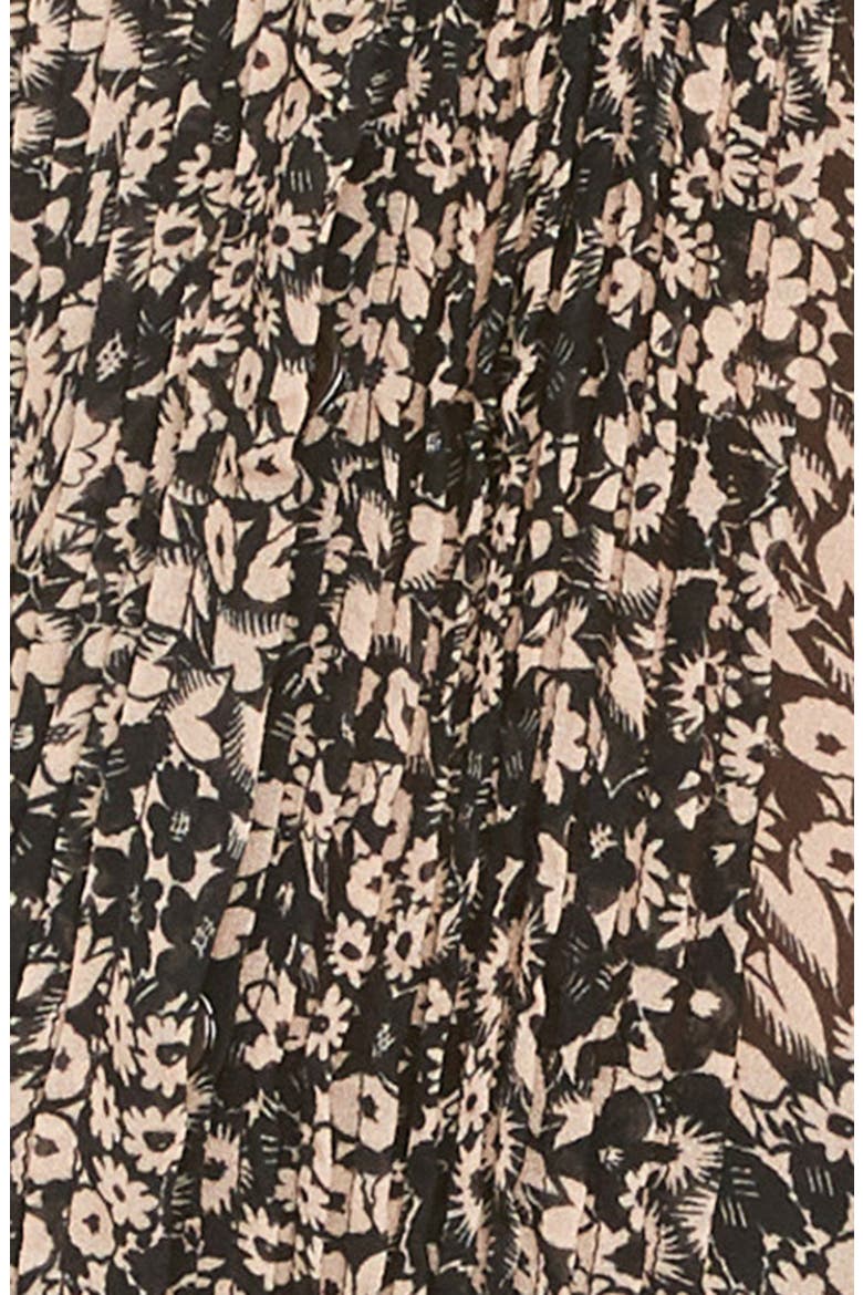 Nastia Floral Print Pleated Blouse, Alternate, color, BLACK