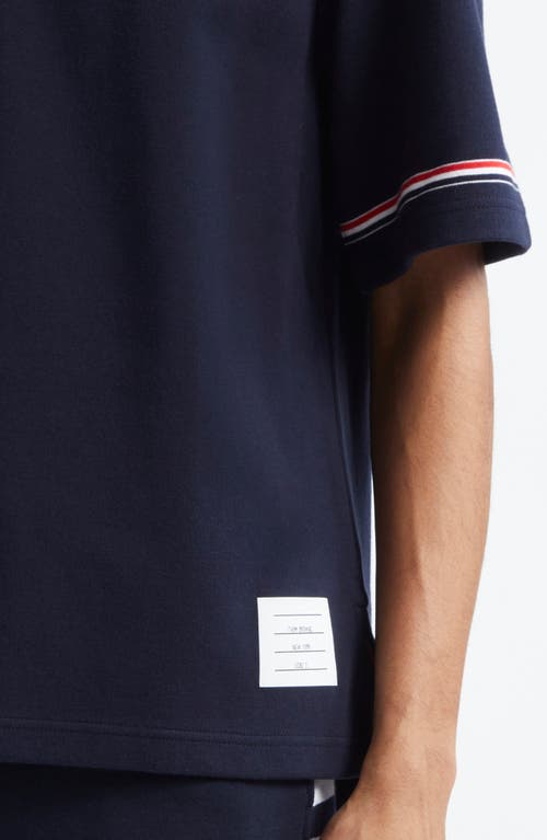 Thom Browne Rugby Fit Short Sleeve Cotton T-shirt In Navy