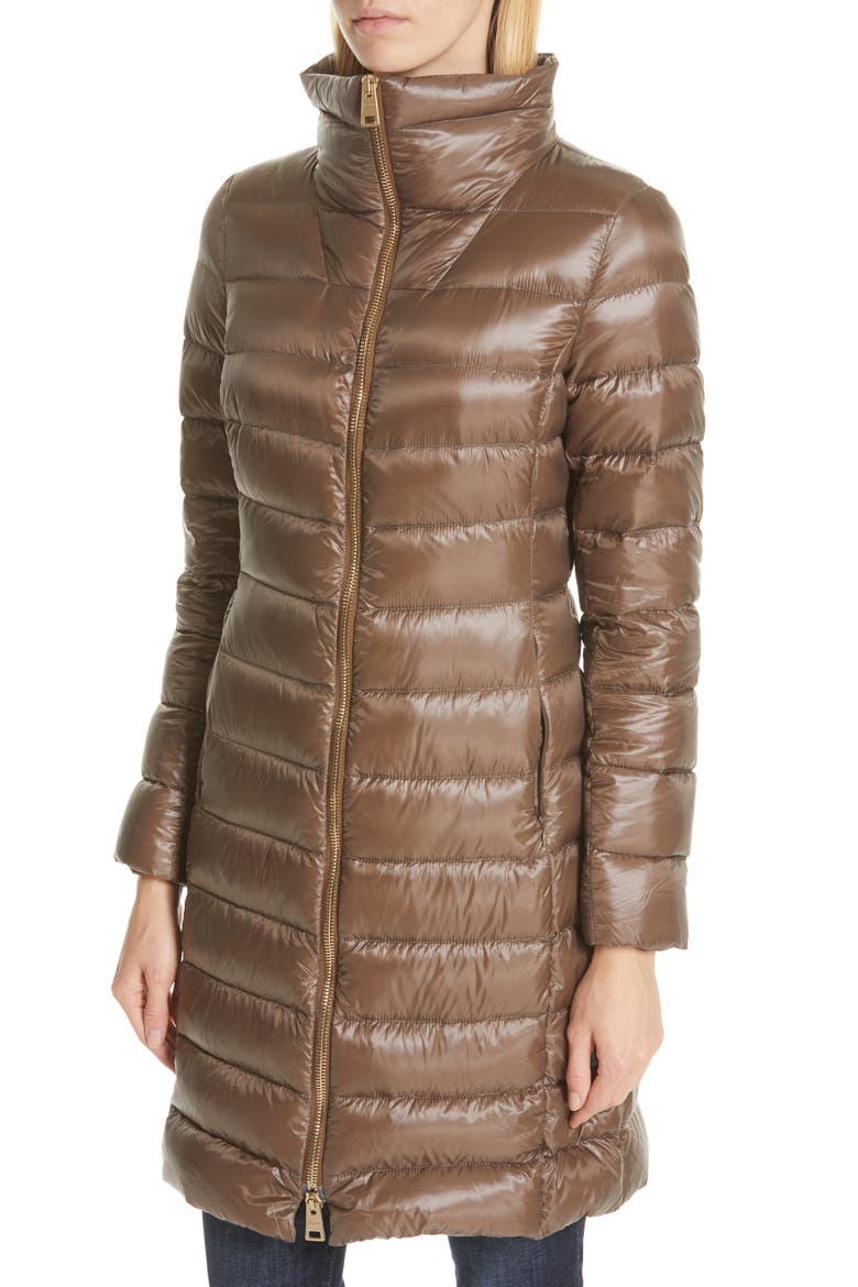 Quilted Down Puffer Coat with Removable Genuine Fox Fur Collar, Alternate, color, CHESTNUT