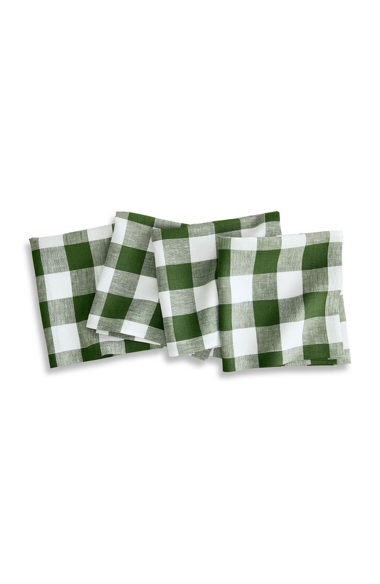 Solino Home Linen Dinner Napkins - Buffalo Check, 20" x 20" Inch, Main, color, Olive And White