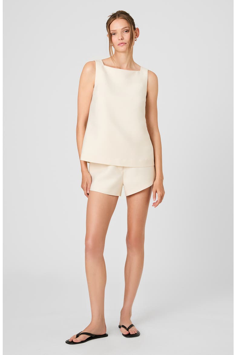 Structured Taffeta Relaxed Fit Shorts, Alternate, color, PORCELAIN CREAM