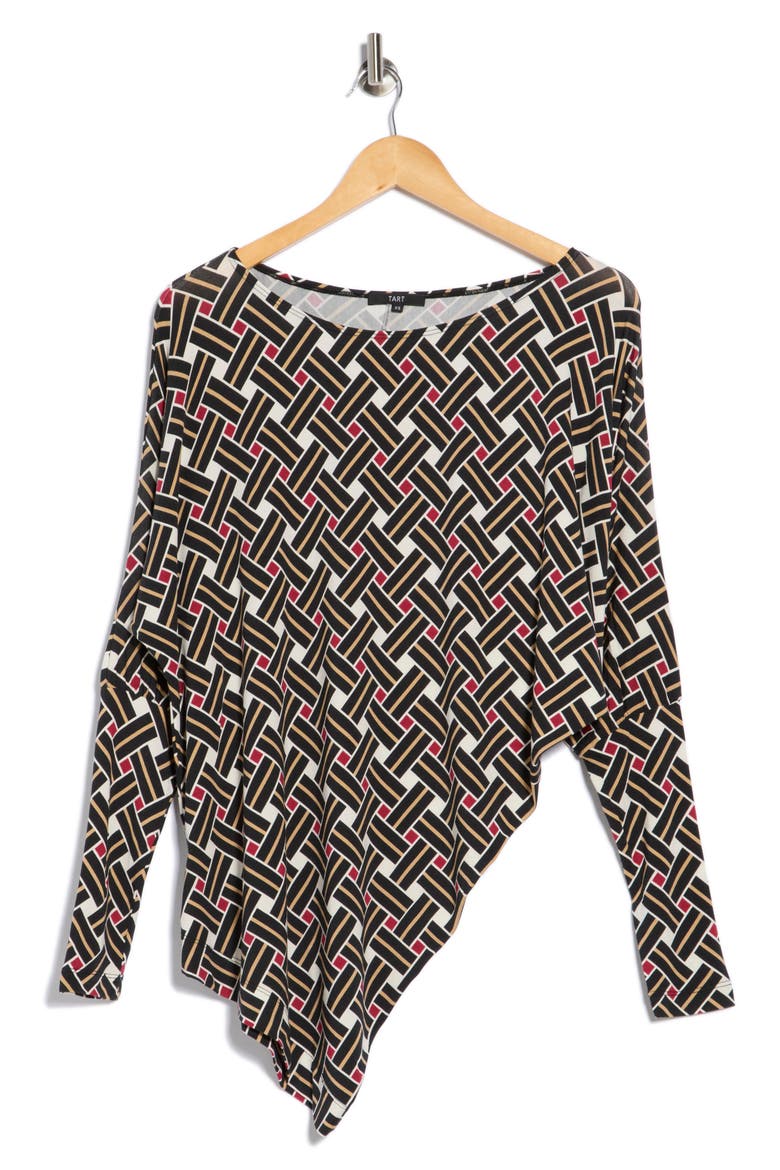 Anita Asymmetric Long Sleeve Top, Alternate, color, PARQUET RED