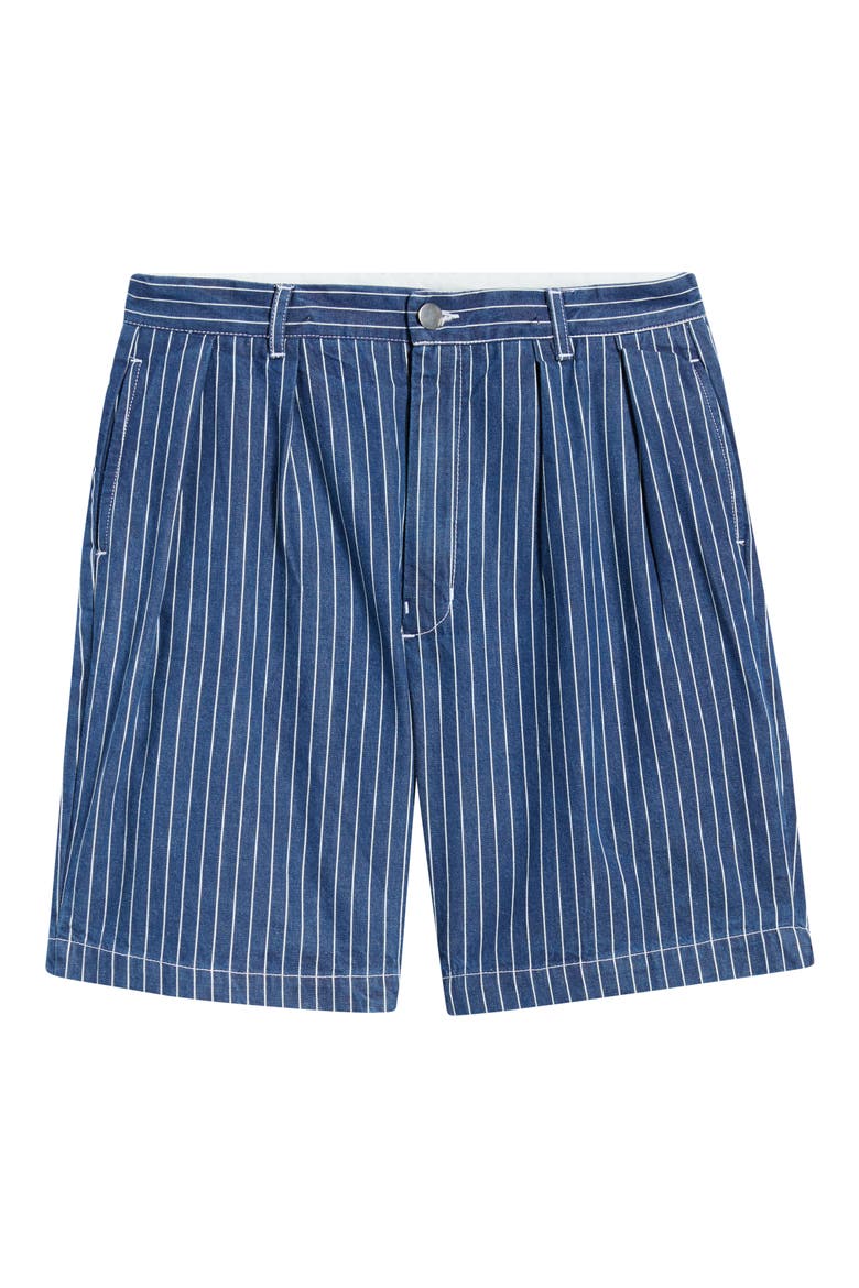 Part Timer Organic Cotton Pinstripe Shorts, Alternate, color, NAVY STRIPE