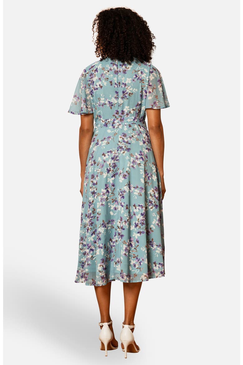 Blossom Print Midi Skater Dress, Alternate, color, Blue
