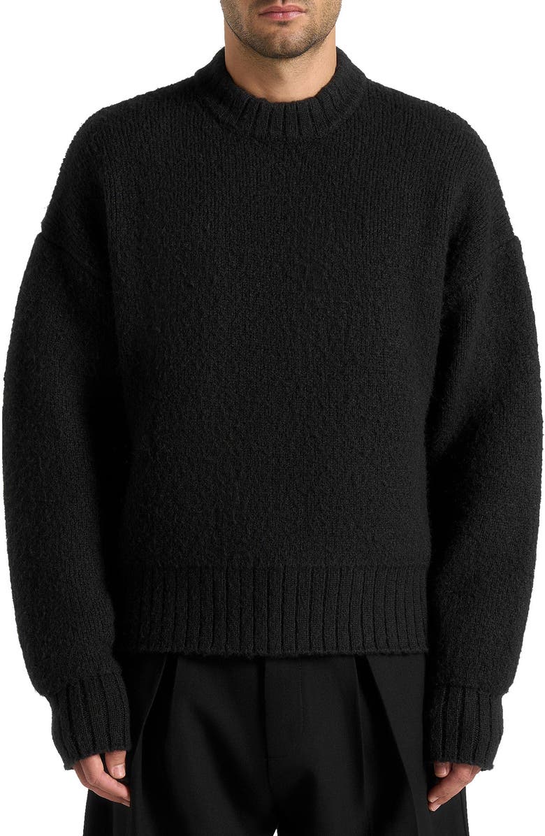 Manière De Voir Brushed Wool Knit Jumper, Main, color, Black