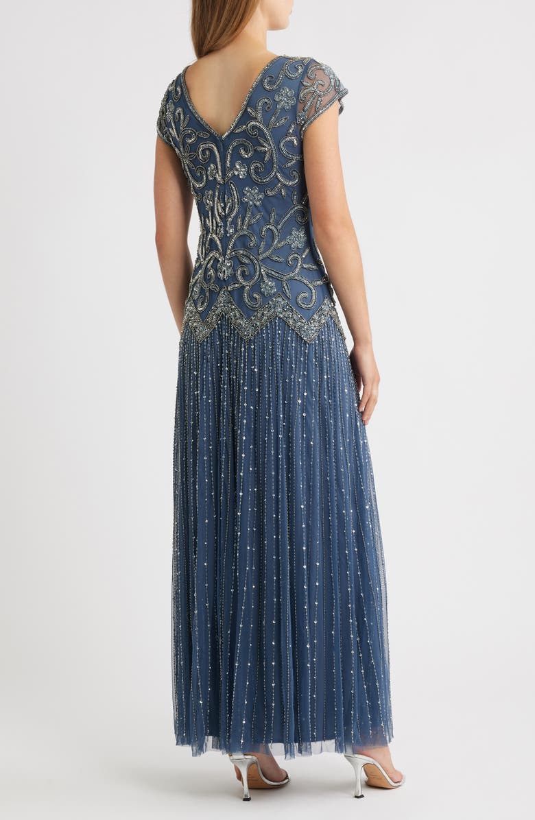 Pisarro Nights Beaded Chiffon Gown, Alternate, color, Grey