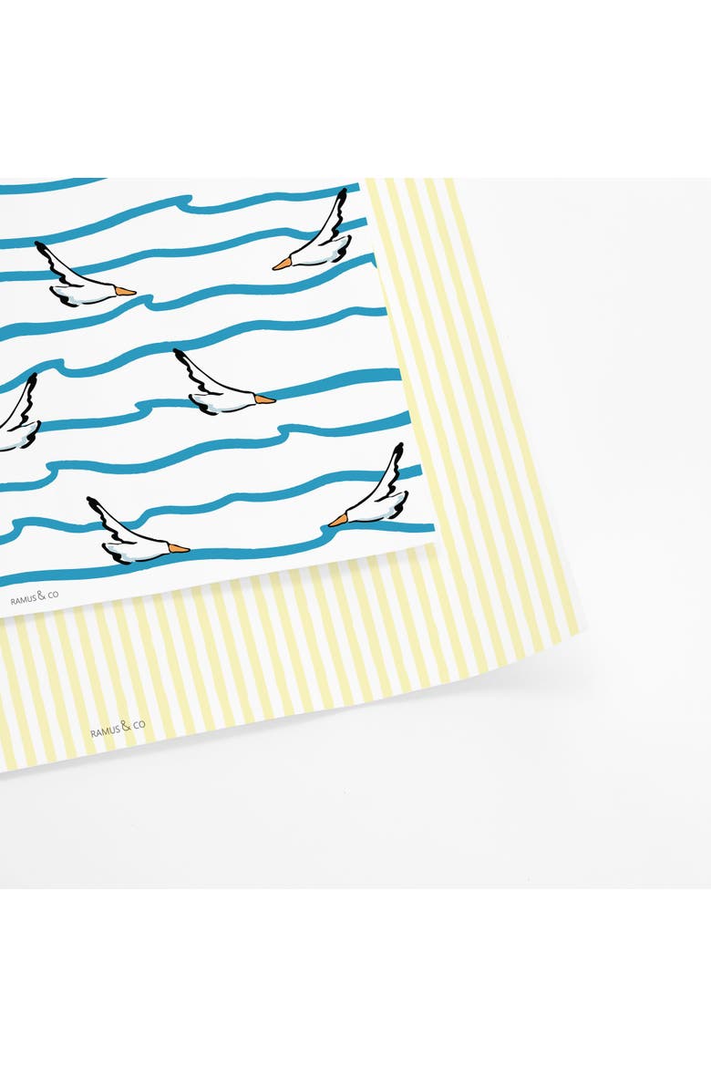 Eight Sheets Two-Sided "Seagulls and Waves" Heavyweight Gift Wrap, Alternate, color, Multicolored