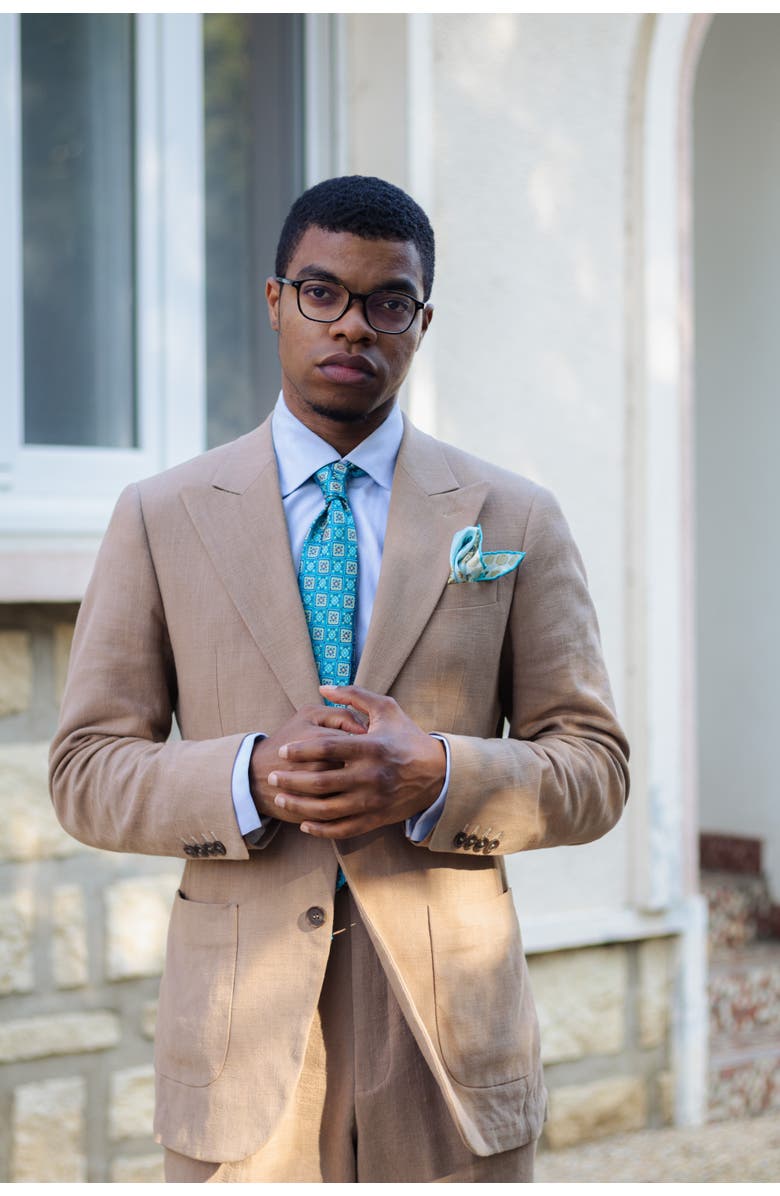 Elizabetta De Sica- Extra Long Silk Jacquard Tie for Men, Alternate, color, Turquoise