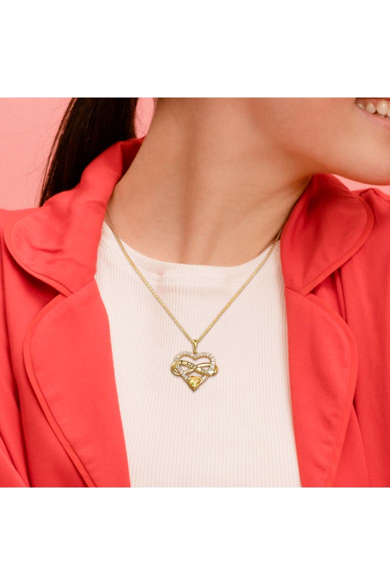 Color Zirconia Infinity Heart Necklace Yellow-Plated, Alternate, color, Yellow CZ
