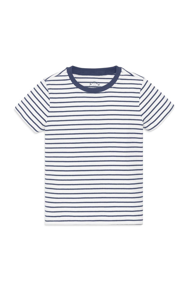 Primary Kids Rib Tee In Stripe, Main, color, Sunwashed Navy White Stripe