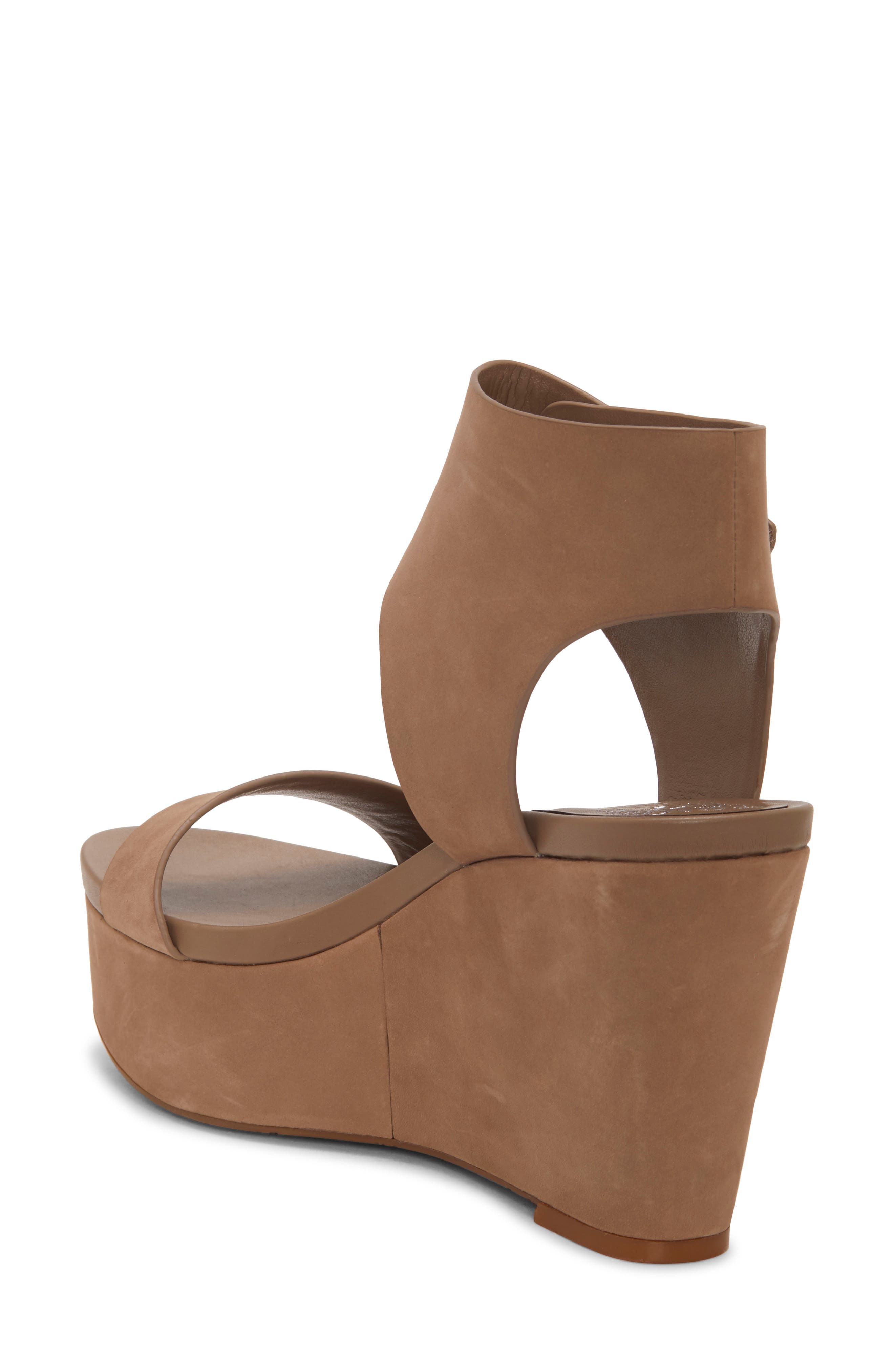 Vince Camuto Velista Platform Wedge Sandal, Alternate, color, Dark Beige Nubuck Leather