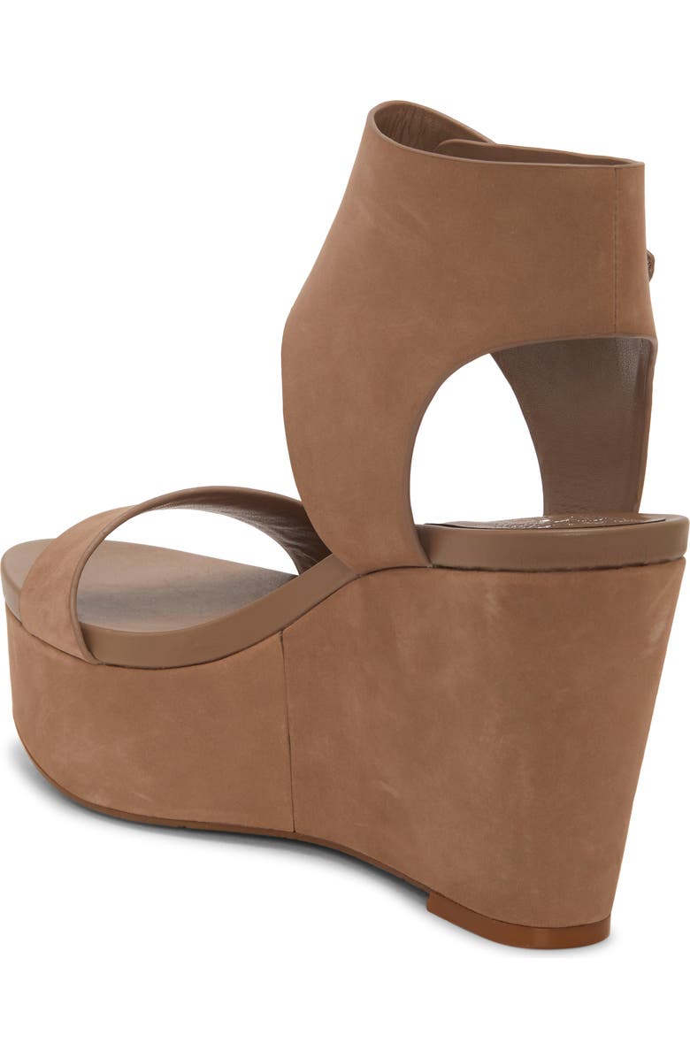 Vince Camuto Velista Platform Wedge Sandal, Alternate, color, Dark Beige Nubuck Leather