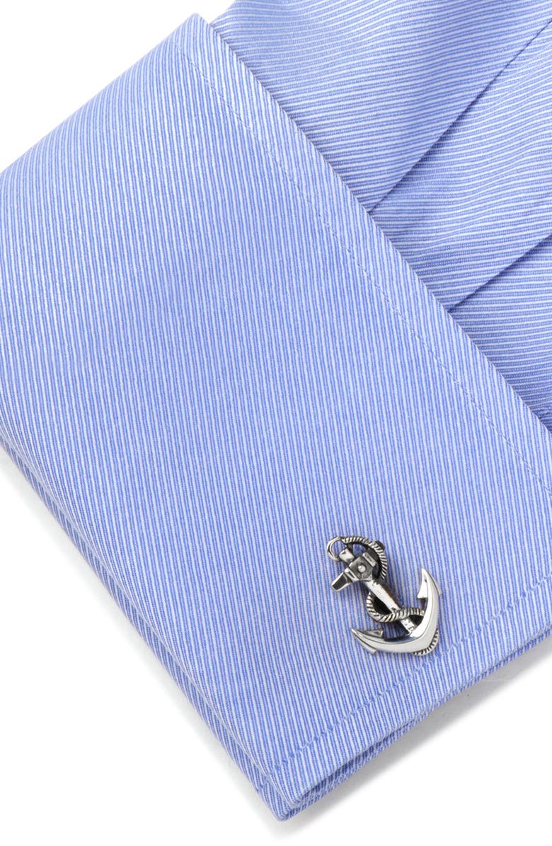 Cufflinks, Inc. Silver Anchor Cuff Links, Alternate, color, Silver