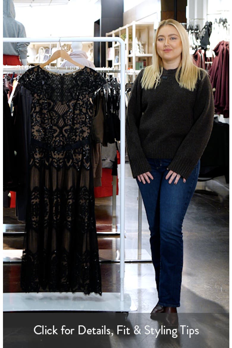 Cap Sleeve Sequin & Lace Midi Dress video