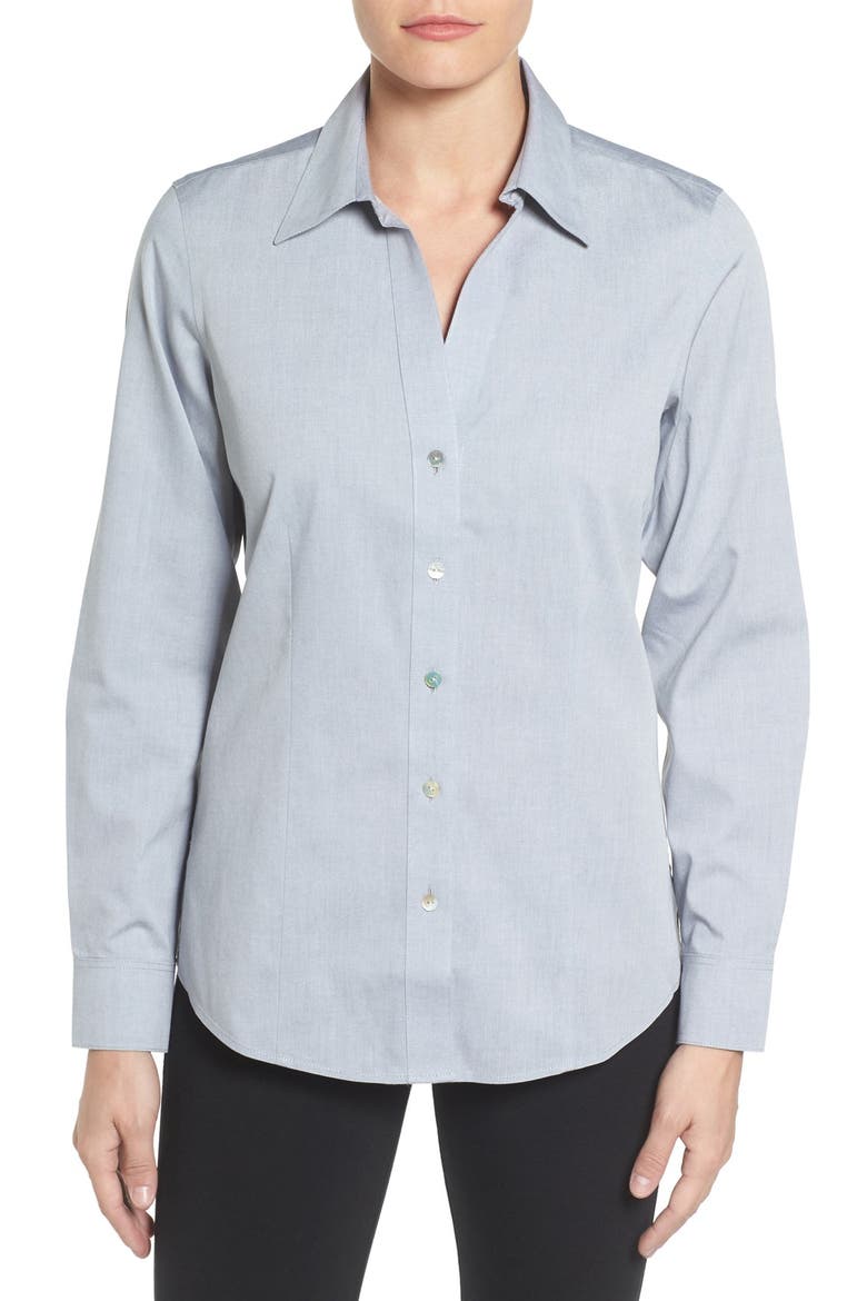 Fitted Cotton Shirt, Main, color, SILVER