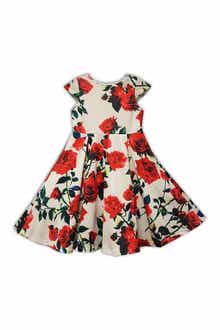 Kids' Scuba Floral Fit and Flare Dress