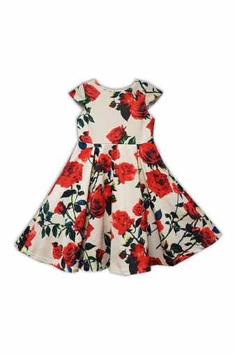 Kids' Scuba Floral Fit and Flare Dress