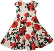 JOE-ELLA Kids' Scuba Floral Fit and Flare Dress