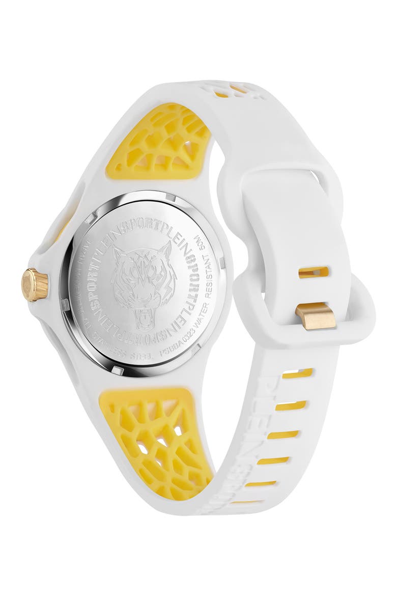 Three-Hand Quartz Silicone Strap Watch, 40mm, Alternate, color, WHITE