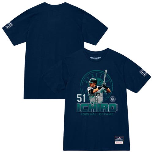 Mitchell & Ness Ichiro Suzuki Navy Seattle Mariners Hall Of Fame Hitter T-shirt In Blue