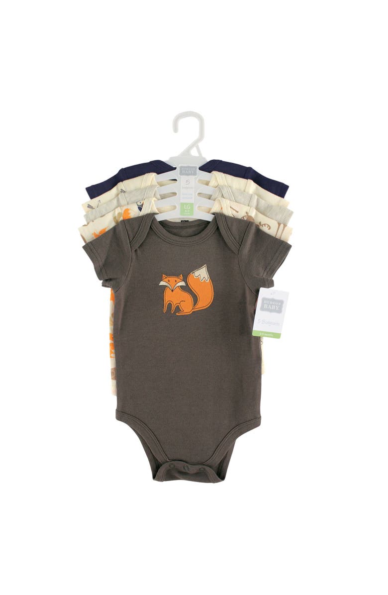 Hudson Baby Essential Cotton Bodysuits 5-Piece Set, Alternate, color, Forest