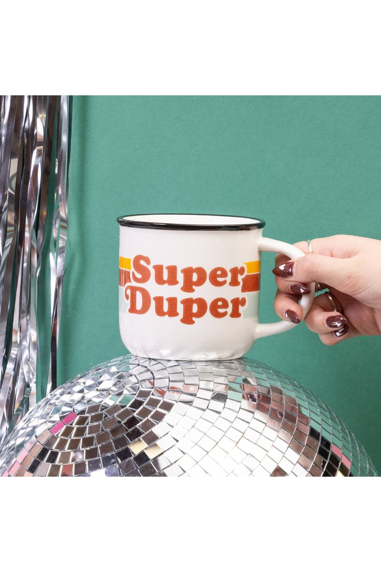 Super Duper Retro Mug Ceramic White 16 oz, Alternate, color, Red