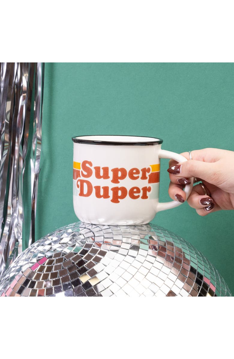 Totalee Gift Super Duper Retro Mug Ceramic White 16 oz, Alternate, color, Red