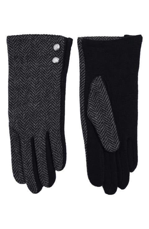 Two-Button Patterned Back Gloves