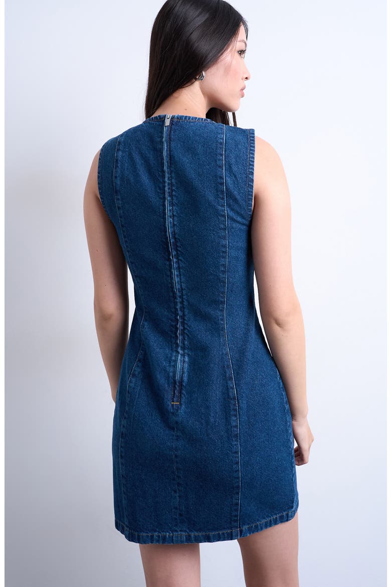 Sleeveless Denim Shift Minidress, Alternate, color, MEDIUM BLUE