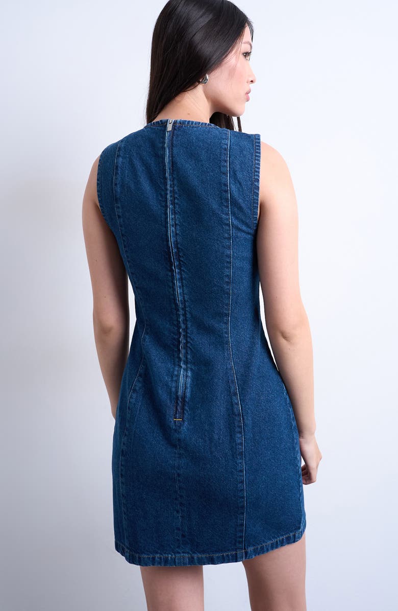 Topshop Sleeveless Denim Shift Minidress, Alternate, color, Medium Blue
